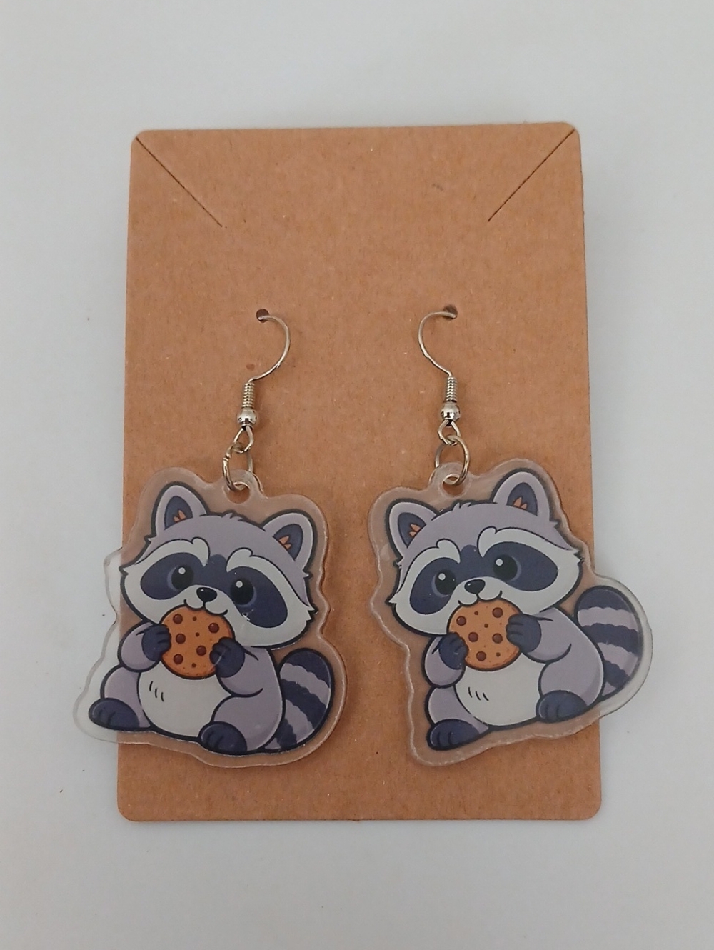 Fashion Jewelry Gray Raccoon Cookie Acrylic Earrings